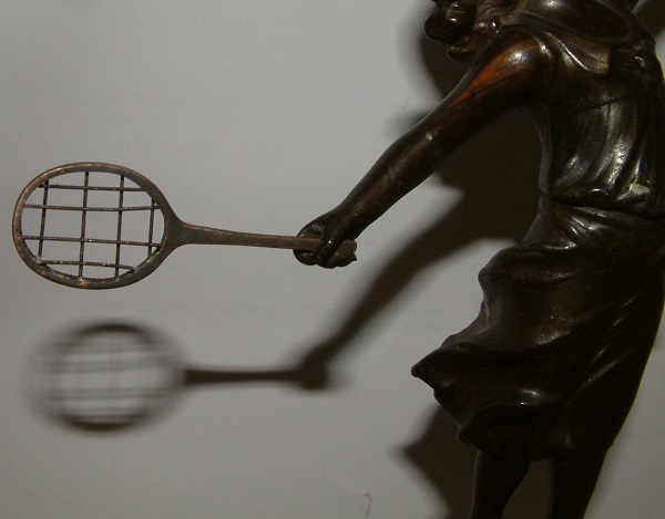 Tiny bronze tennis racquet for tiffany statue – Safire Associates
